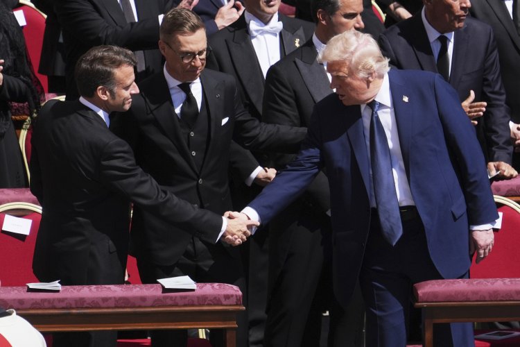 Trump emerges from seclusion to greet global leaders in Vatican City